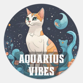 Aquarius Zodiac Decal für Astrologie Liebhaber Runder Aufkleber
