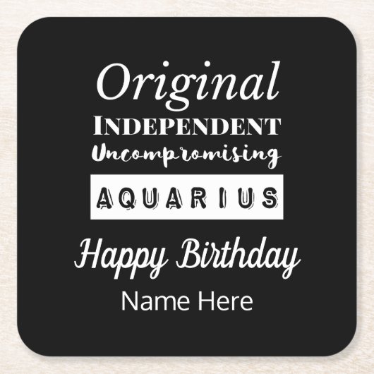 Aquarius Zodiac Fun Charakteristika Geburtstag Rechteckiger Pappuntersetzer (Vorderseite)