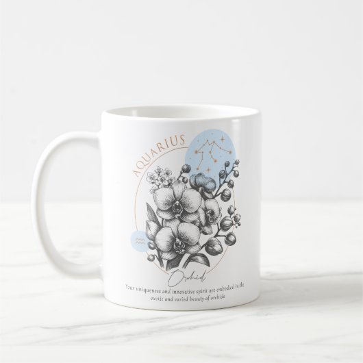Aquarius zodiac Geburtsmonat Geburtstag Blume Kaffeetasse (Links)