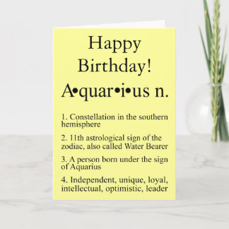 Aquarius Zodiac Geburtstagskarte Karte