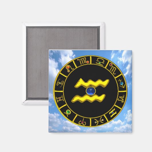 Aquarius / Zodiac Geburtstagszeichen Magnet (Vorderseite/Rückseite)