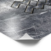 Aquarius Zodiac gestörter Silberstahlstil Fotodruck (Ecke)