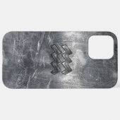 Aquarius Zodiac gestörter Silberstahlstil iPhone Hülle (Hinten horizontal)