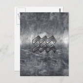 Aquarius Zodiac gestörter Silberstahlstil Postkarte (Vorne/Hinten)