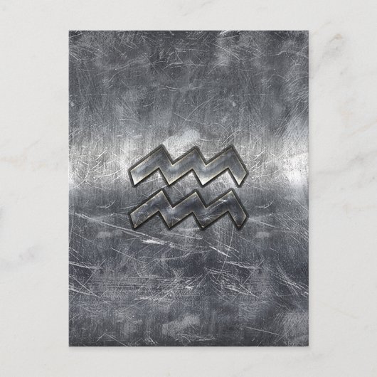 Aquarius Zodiac gestörter Silberstahlstil Postkarte (Vorderseite)