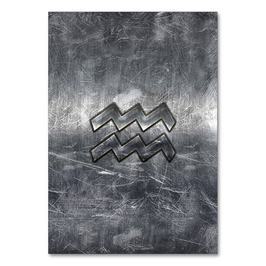 Aquarius Zodiac gestörter Silberstahlstil Tischnummer (Vorderseite)