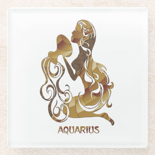 Aquarius Zodiac Glasuntersetzer (Vorderseite)