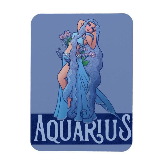 Aquarius Zodiac Goddess Belly Dancer Art Magnet (Vertikal)