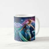 Aquarius Zodiac Goddess | Rainbow Colored Name Kaffeetasse (VorderseiteRechts)