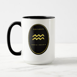 Aquarius Zodiac Gold Oval Emblem Mug | Luxury Astr Tasse