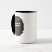 Aquarius Zodiac Gold Oval Emblem Mug | Luxury Astr Tasse (Vorderseite Links)