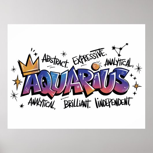 Aquarius Zodiac Graffiti  Poster (Vorne)