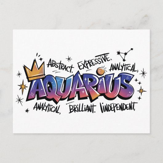 Aquarius Zodiac Graffiti  Postkarte (Vorderseite)