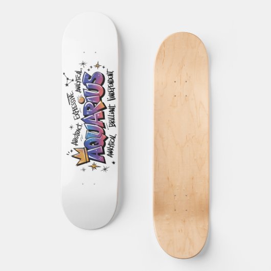 Aquarius Zodiac Graffiti  Skateboard (Vorderseite)