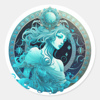 Aquarius Zodiac Graphic Runder Aufkleber