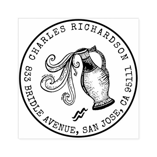 Aquarius Zodiac handgezeichnet Wappen | RÜCKSENDEA Gummistempel (Prägung)