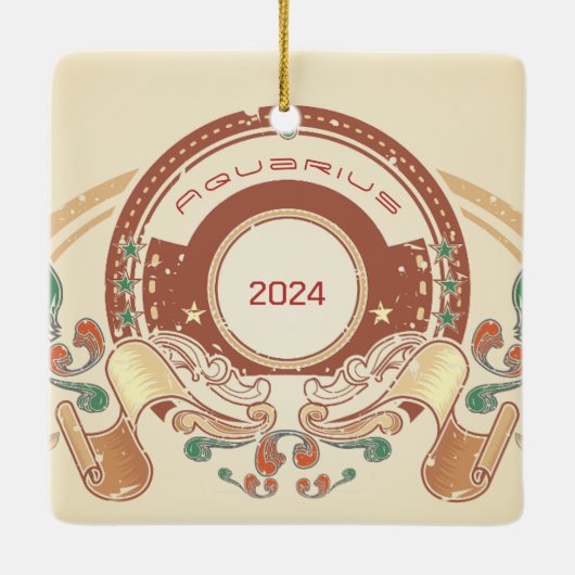 Aquarius Zodiac Keramikornament (Rückseite)