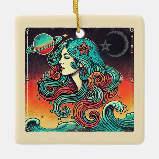 Aquarius Zodiac Keramikornament (Vorderseite)