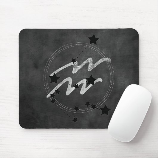 Aquarius zodiac Konstellation schwarz und silber Mousepad (Mit Mouse)
