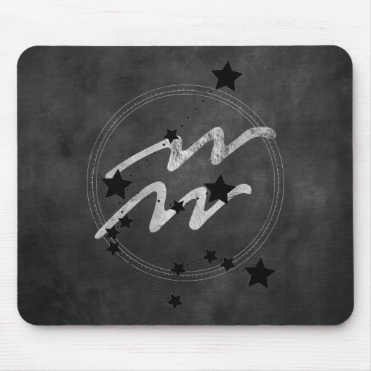 Aquarius zodiac Konstellation schwarz und silber Mousepad (Vorne)