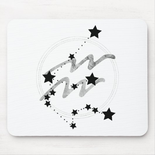 Aquarius zodiac Konstellation schwarz und silber Mousepad (Vorne)