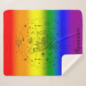 Aquarius Zodiac LGBTQ Rainbow Design Sherpadecke (Vorderseite (Horizontal))
