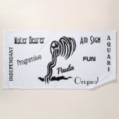 Aquarius Zodiac PERSONALISIERTER Trendtext Strandtuch (Vorderseite)
