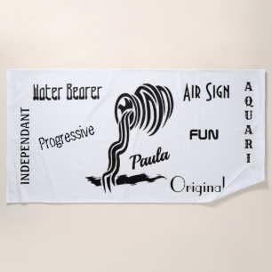 Aquarius Zodiac PERSONALISIERTER Trendtext Strandtuch