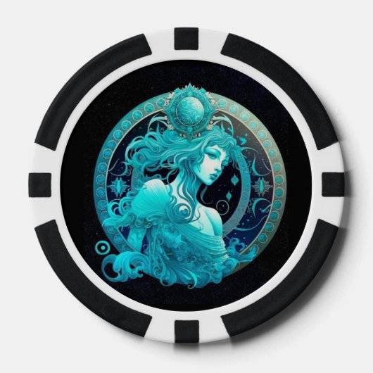 Aquarius Zodiac Poker Chips - Astrologie Themenwel (Vorderseite)