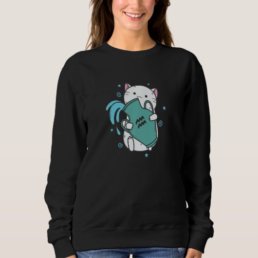 Aquarius Zodiac Sign as a Cat Horoscope Sweatshirt (Vorderseite)