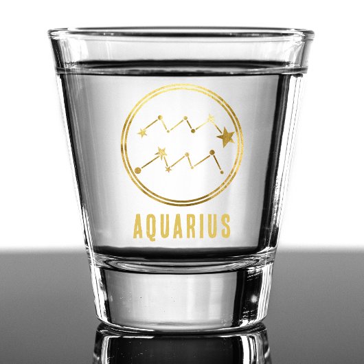 Aquarius Zodiac Sign Astrologie Horoskop Gold Schnapsglas