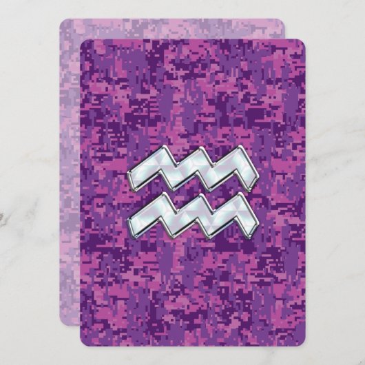 Aquarius Zodiac Sign auf Fuchsia digitale Camoufla (Vorne/Hinten)