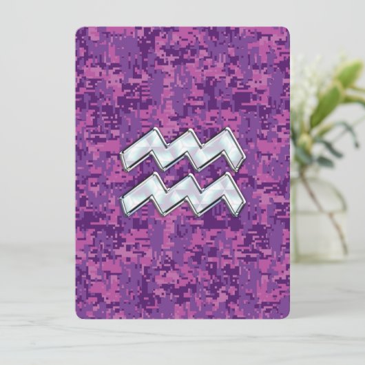 Aquarius Zodiac Sign auf Fuchsia digitale Camoufla (Stehend Vorderseite)