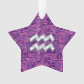 Aquarius Zodiac Sign auf Fuchsia digitale Tarnung Ornament (Vorderseite)