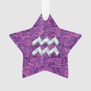 Aquarius Zodiac Sign auf Fuchsia digitale Tarnung Ornament