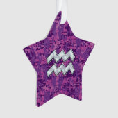 Aquarius Zodiac Sign auf Fuchsia digitale Tarnung Ornament (Vorderseite)