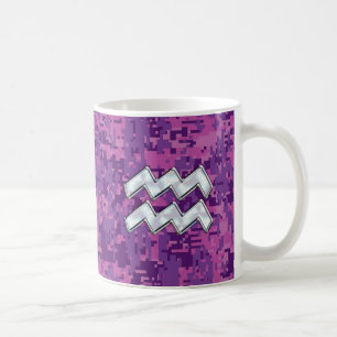 Aquarius Zodiac Sign auf Pink Digital Camouflage Kaffeetasse