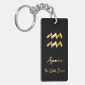 Aquarius Zodiac Sign, Black & Gold Schlüsselanhäng Schlüsselanhänger (Vorderseite links)