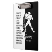 Aquarius Zodiac Sign Black & White Clipboard Klemmbrett (Links)