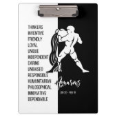 Aquarius Zodiac Sign Black & White Clipboard Klemmbrett (Vorderseite)