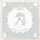 Aquarius Zodiac Sign, Black & White Glass Unterset Glasuntersetzer (Rückseite)