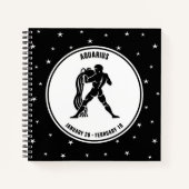 Aquarius Zodiac Sign, Black & White Notebook Notizblock (Vorderseite)