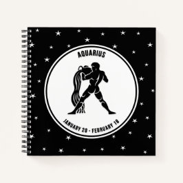 Aquarius Zodiac Sign, Black & White Notebook Notizblock