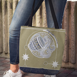 Aquarius Zodiac Sign Blue White Beige Mandala Tasche