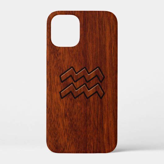 Aquarius Zodiac Sign Brown Mahogany Style Case-Mate iPhone Hülle (Rückseite)