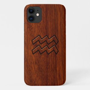 Aquarius Zodiac Sign Brown Mahogany Style Case-Mate iPhone Hülle
