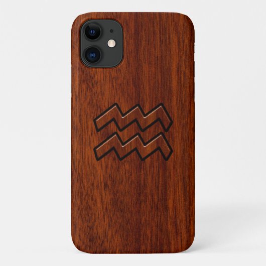 Aquarius Zodiac Sign Brown Mahogany Style Case-Mate iPhone Hülle (Rückseite)