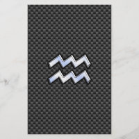 Aquarius Zodiac Sign Carbon Fibre Style