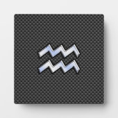 Aquarius Zodiac Sign Carbon Fibre Style Fotoplatte (Vorderseite)