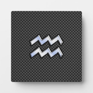 Aquarius Zodiac Sign Carbon Fibre Style Fotoplatte